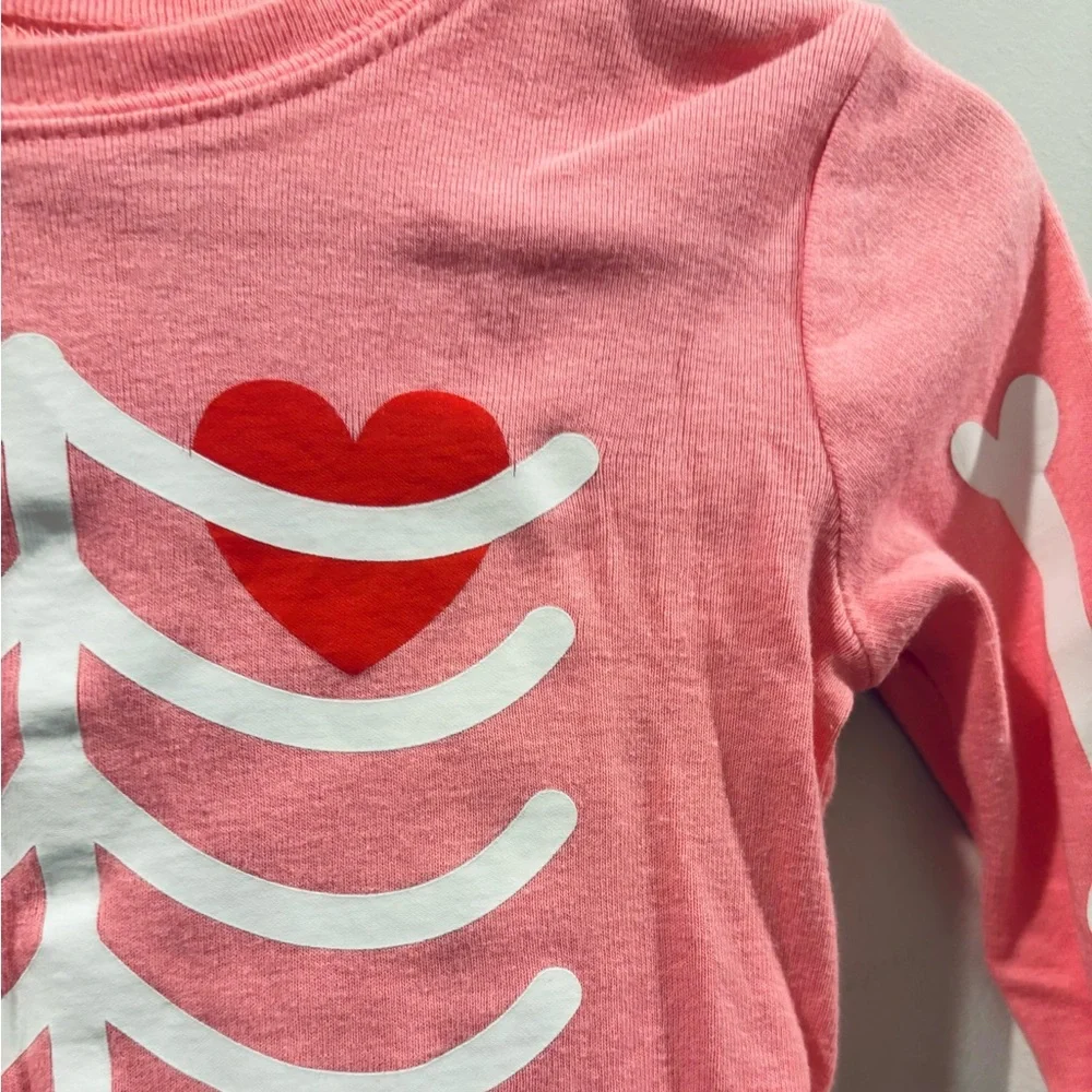 Old Navy kids 5T pink coral Halloween skeleton pj pajama set long sleeve pants - Picture 8 of 10